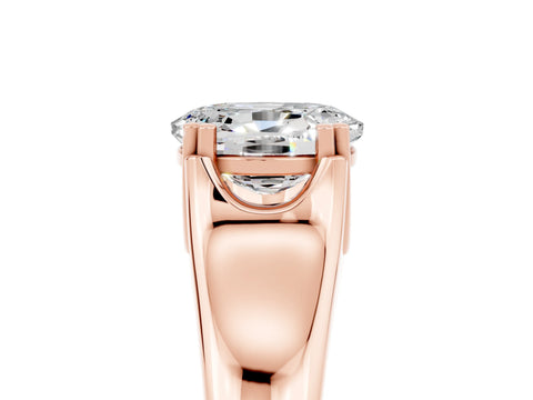 Rose gold Oval Cut Moissanite Solitaire Ring with Wide Band and Prong Setting_5