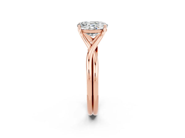 Rose gold Oval Cut Moissanite Solitaire Twist Band Prong Setting Ring