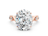 Rose gold Oval Cut Moissanite Solitaire Twisted Band with Round  Accents and Prong Setting_12