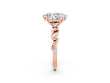Rose gold Oval Cut Moissanite Solitaire Twisted Band with Round  Accents and Prong Setting_14