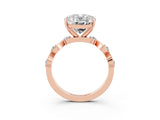 Rose gold Oval Cut Moissanite Solitaire Twisted Band with Round  Accents and Prong Setting_15