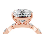 Rose gold Oval Cut Moissanite Solitaire Twisted Band with Round  Accents and Prong Setting_16