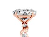 Rose gold Oval Cut Moissanite Solitaire Twisted Band with Round  Accents and Prong Setting_17