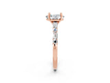 Rose gold Oval Cut Moissanite Solitaire with Side Baguettes and Channel Set Band_2