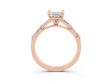 Rose gold Oval Cut Moissanite Solitaire with Side Baguettes and Channel Set Band_3