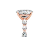 Rose gold Oval Cut Moissanite Solitaire with Side Stones on a Pavé Band and Four-Prong Setting_5