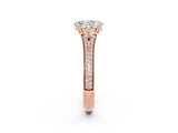 Rose gold Oval Cut Moissanite Split Shank Engagement Ring with Pavé Band_2