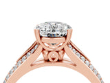 Rose gold Oval Cut Moissanite Split Shank Engagement Ring with Pavé Band_4