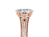Rose gold Oval Cut Moissanite Split Shank Engagement Ring with Pavé Band_5