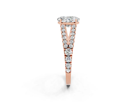 Rose gold Oval Cut Moissanite Split Shank Pavé Engagement Ring with Four-Prong Setting_14