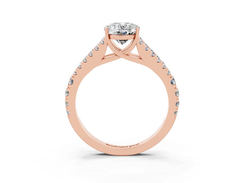 Rose gold Oval Cut Moissanite Split Shank Pavé Engagement Ring with Four-Prong Setting_15