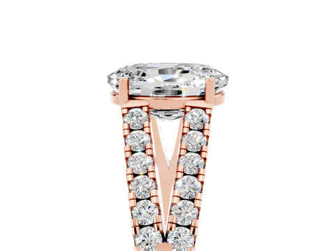 Rose gold Oval Cut Moissanite Split Shank Pavé Engagement Ring with Four-Prong Setting_17
