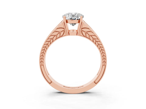 Rose gold Oval Cut Moissanite Split Shank Ring with Pavé Band and Four-Prong Setting_3