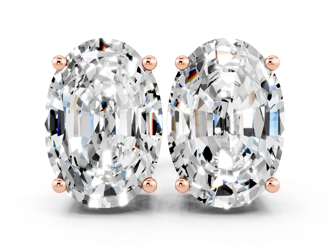 Rose gold Oval Cut Moissanite Stud Earrings_18