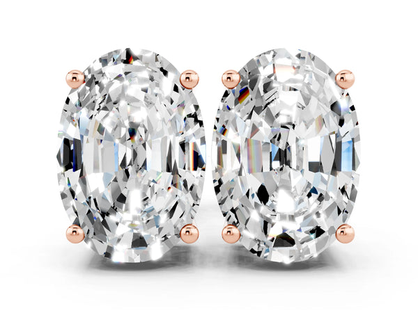 Rose gold Oval Cut Moissanite Stud Earrings