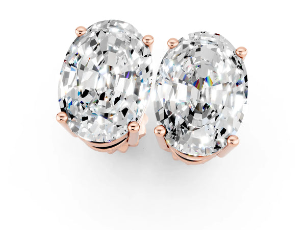 Rose gold Oval Cut Moissanite Stud Earrings