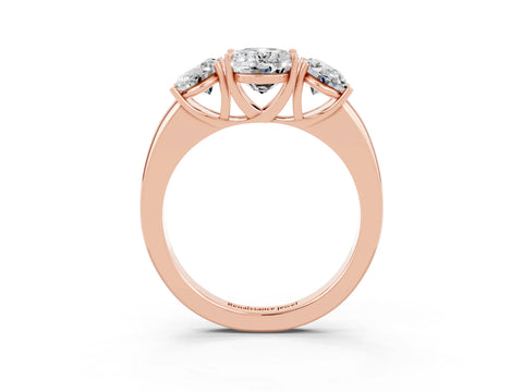 Rose gold Oval Cut Moissanite Three-Stone Ring with Four-Prong Setting and Classic Band_3