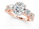 Rose gold Oval Cut Moissanite Three-Stone Ring with Pavé Split Shank and Four-Prong Setting_13