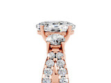 Rose gold Oval Cut Moissanite Three-Stone Ring with Pavé Split Shank and Four-Prong Setting_17