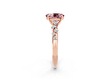 Rose gold Oval Cut Morganite Cluster Side Stone Solitaire Ring with Prong Setting_26