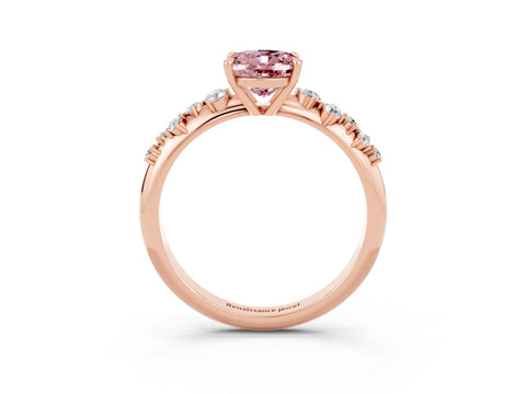 Rose gold Oval Cut Morganite Cluster Side Stone Solitaire Ring with Prong Setting_27