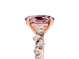 Rose gold Oval Cut Morganite Cluster Side Stone Solitaire Ring with Prong Setting_29