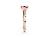 Rose gold Oval Cut Morganite Engagement Ring with Side Stone Accents and Four-Prong Setting_29