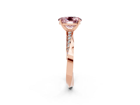 Rose gold Oval Cut Morganite Engagement Ring with Side Stone Accents and Four-Prong Setting_29