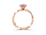 Rose gold Oval Cut Morganite Engagement Ring with Side Stone Accents and Four-Prong Setting_30