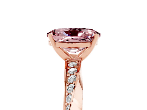 Rose gold Oval Cut Morganite Engagement Ring with Side Stone Accents and Four-Prong Setting_32