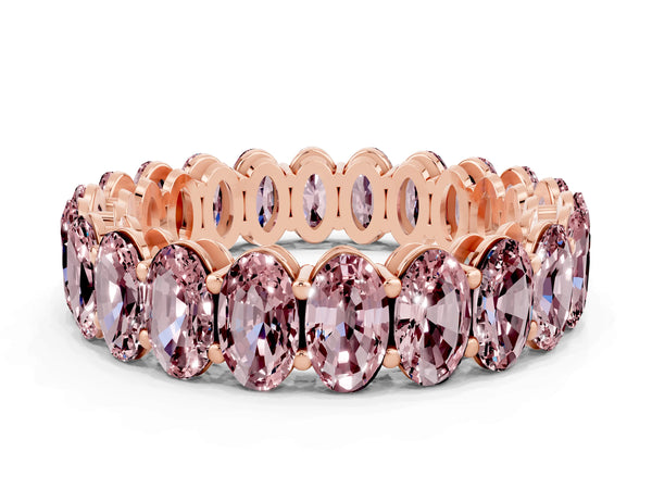 Rose gold Oval Cut Morganite Eternity Band with Shared Prong Setting