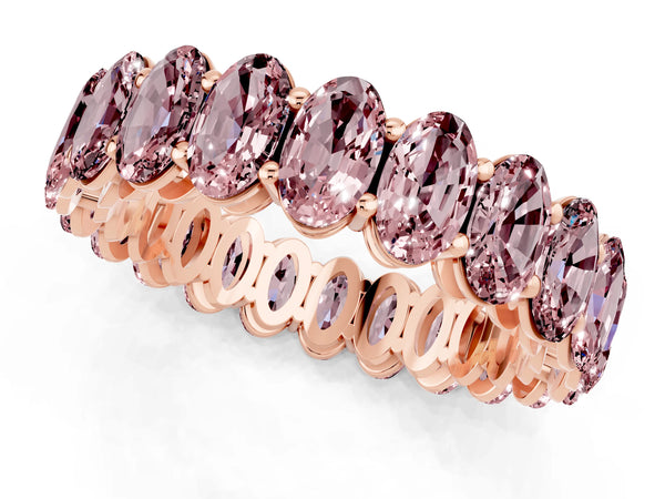 Rose gold Oval Cut Morganite Eternity Band with Shared Prong Setting