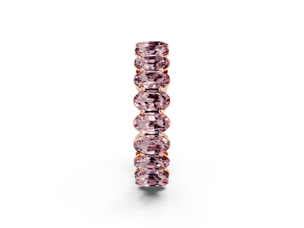 Rose gold Oval Cut Morganite Eternity Band with Shared Prong Setting