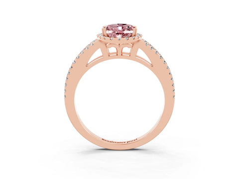 Rose gold Oval Cut Morganite Halo Split Shank Engagement Ring_27