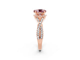 Rose gold Oval Cut Morganite Halo Twist Band Solitaire Prong Setting Ring_2