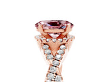 Rose gold Oval Cut Morganite Halo Twist Band Solitaire Prong Setting Ring_5