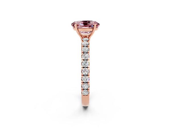 Rose gold Oval Cut Morganite Pavé Solitaire Engagement Ring with Four-Prong Setting