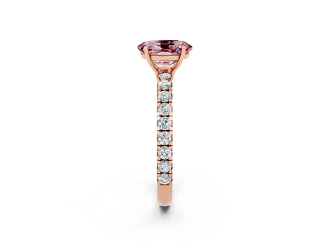 Rose gold Oval Cut Morganite Pavé Solitaire Engagement Ring with Four-Prong Setting_14