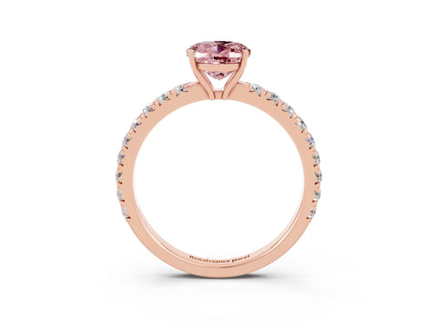 Rose gold Oval Cut Morganite Pavé Solitaire Engagement Ring with Four-Prong Setting_15