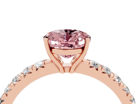 Rose gold Oval Cut Morganite Pavé Solitaire Engagement Ring with Four-Prong Setting_16