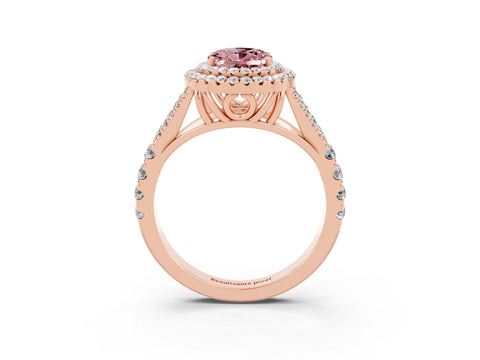 Rose gold Oval Cut Morganite Pavé Split Shank Double Halo Engagement Ring_3