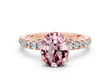 Rose gold Oval Cut Morganite Pave Band Solitaire Ring with Four-Prong Setting_24