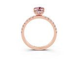Rose gold Oval Cut Morganite Pave Band Solitaire Ring with Four-Prong Setting_27
