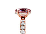 Rose gold Oval Cut Morganite Pave Band Solitaire Ring with Four-Prong Setting_29