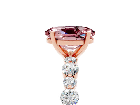 Rose gold Oval Cut Morganite Prong Set Engagement Ring with Pavé Band_5