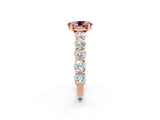 Rose gold Oval Cut Morganite Prong Setting with Side Stones on a Pave Band_2
