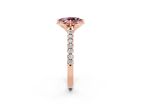Rose gold Oval Cut Morganite Ring with Pavé Band and Floral Prong Setting_2