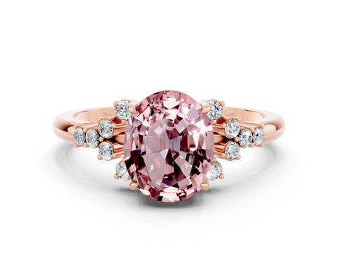 Rose gold Oval Cut Morganite Ring with Side Stones and Four-Prong Setting_72