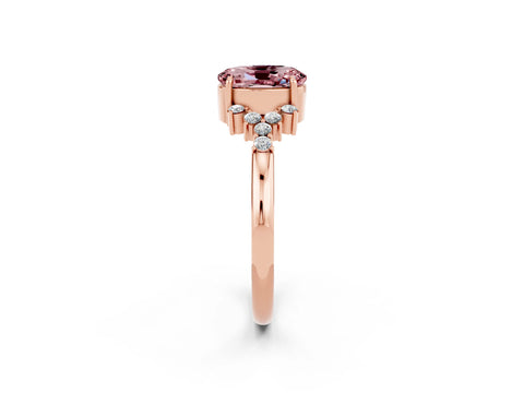 Rose gold Oval Cut Morganite Ring with Side Stones and Four-Prong Setting_74