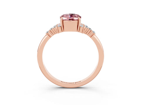 Rose gold Oval Cut Morganite Ring with Side Stones and Four-Prong Setting_75